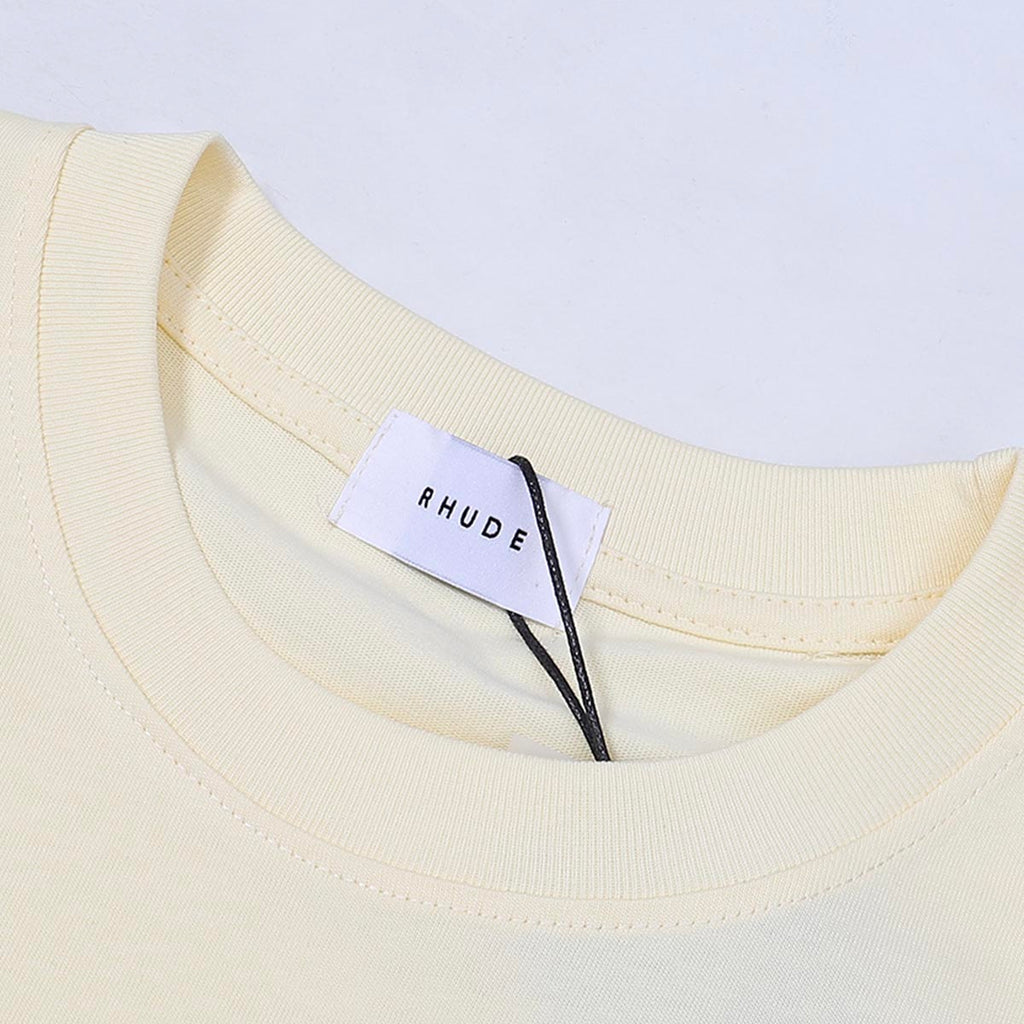 Rhude T-shirts Vertical Letter Printing Cotton Casual Short Sleeve Men and Women